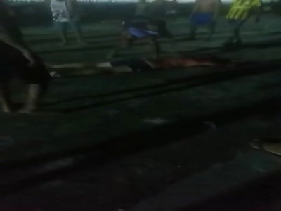 MAN BEING KILLED AND BURNED