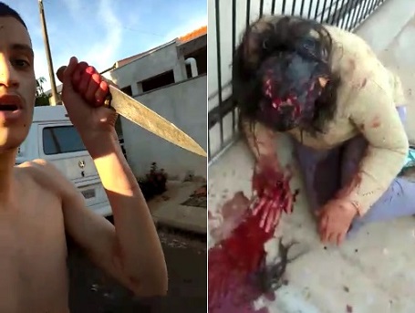 IDIOT FILMS HIMSELF AFTER STABBING A WOMAN