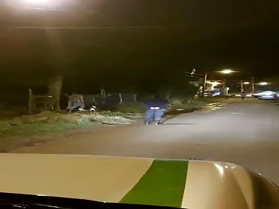 MAN WITH KNIFE STUCK IN THE FOREHEAD