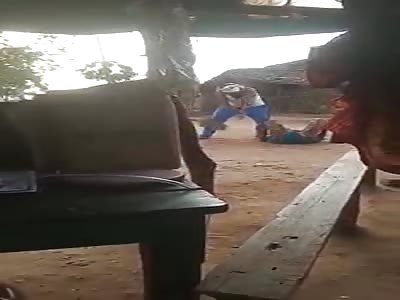 MAN BEING BEATEN AND STONED