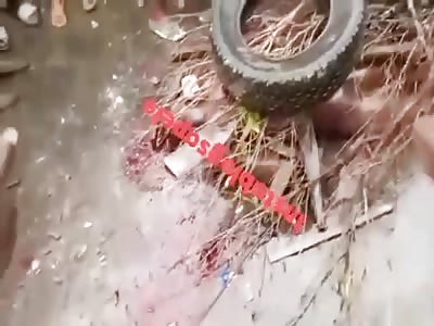 MAN BEING BURNED IN AFRICA