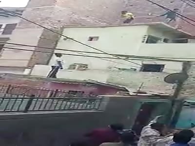 THIEF BEING HUNTED AND BEATEN