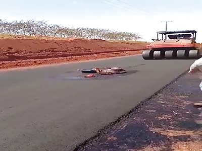 MAN CRUSHED BY ASPHALT GRADER