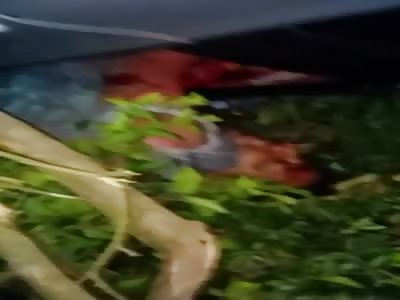 MAN TRAPPED IN THE WRECKAGE OF CAR