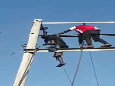TOASTED MAN REMOVED FROM ELECTRIC POLE