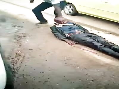 DRAGGED BY THE ROAD AND BEATEN