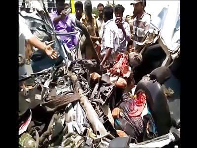 Horrible death two men crushed between the iron bars of his car