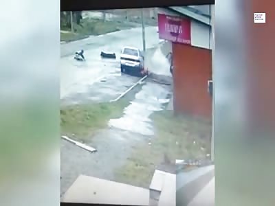 Out of control Car ejects two Men.