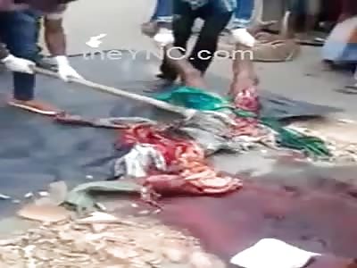 Clean Scene: Man Crushed By Truck Removed with Hoe