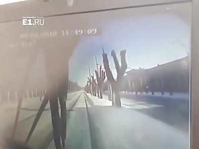 Clueless man is run over by tram