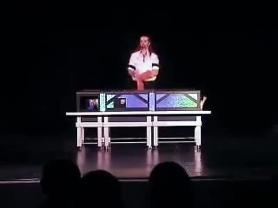 magician accidentally decapitate assistant.