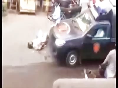 Cow hits man accident