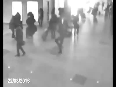 Moment of Explosion at Brussels Airport