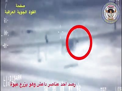 Butterfingers ISIS fighter accidentally detonates an IED he's trying to plant and gets launched into the air