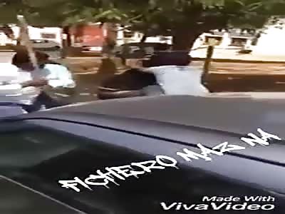 *The beating his wife and his father-in-law and brother-in-law give him hard*