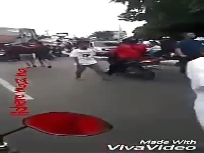 Man walks with an iron in his face