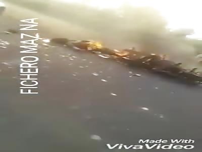 Road accident man burn with his bike