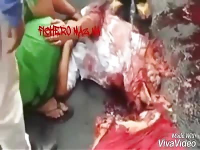 New angle woman split in two embraces her mom before she dies very sad