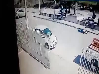 Flying motorcyclist drags his face on the ground