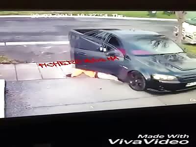 Funny accident man dragged by his own car