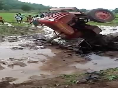 He turned the tractor on his top