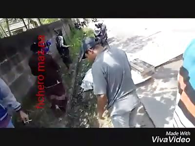 Man with crushed head