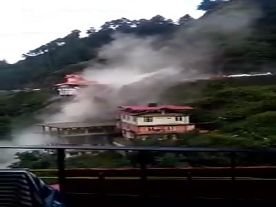 Disaster on the hill takes several cars (another angle)