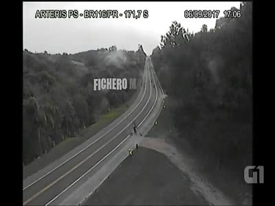 MOTORCYCLIST: man loses control of his motorcycle and goes flying through the air