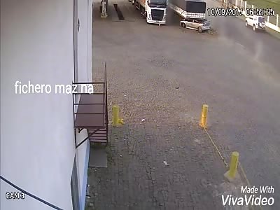 OUT OF CONTROL: Out of control car crashes and gets under truck