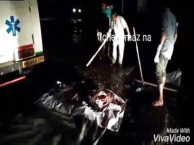 BEAUTIFUL ACCIDENT: man's body is picked up in pieces after suffering an accident