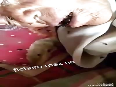 WOMAN FLY: woman with a hundred flies on her face