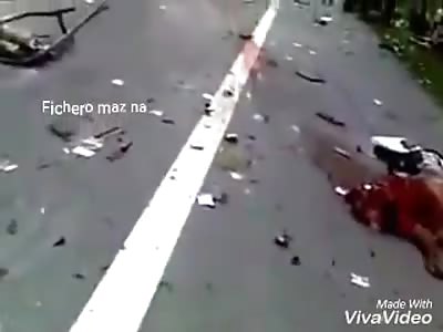 ACCIDENT: man gets out of his van by the windscreen flipping over