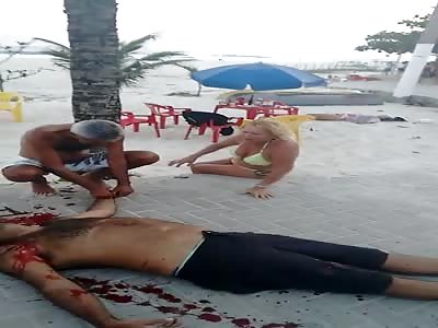 MAN IS KILLED AND HIS WIFE CRIES