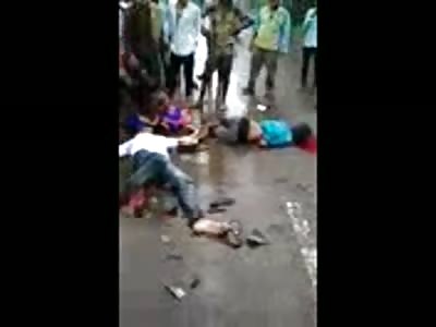 WOMAN CRIES THE LOSS OF HER FAMILY IN ACCIDENT