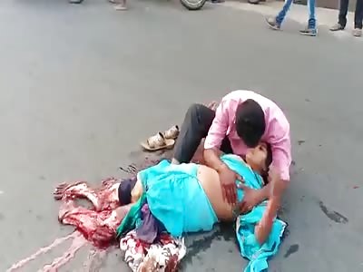 Sad Video of Husband Crying Over His Wife Whose Feet Was Destroyed  by Huge Truck