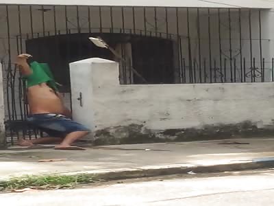 Damn! Man Hung by His Own Shirt After Jumping to Avoid Fire