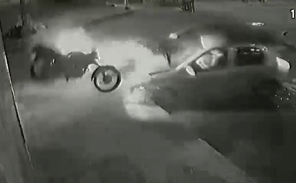 Bikers Ragdolled at Intersection