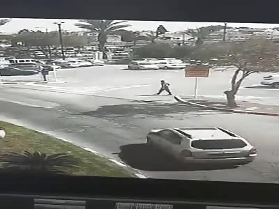 wtf high speed car makes the pedestrian fly