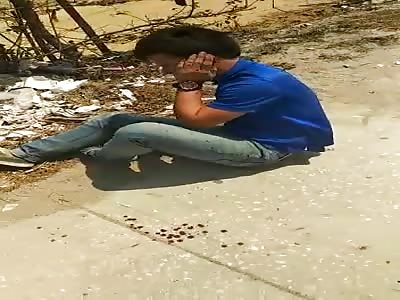 INJURED MAN WITH KNIFE