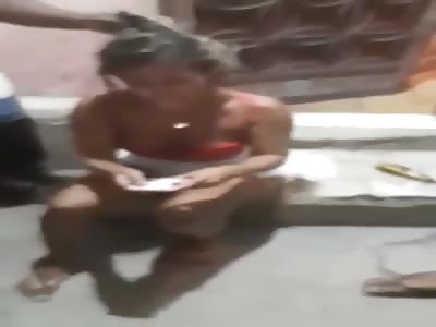 Woman with new haircut in favela