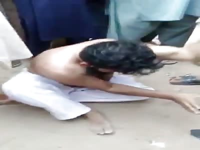 Pedophile beaten by angry people