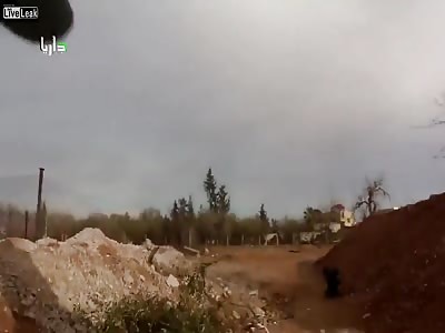 Iranian islamic revolutionary occupiers lob an IRAM into Darayya