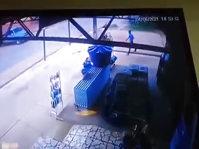 Man tries to run away from hitman.