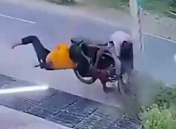 A motorcyclist and a passenger were killed when they hit a pole