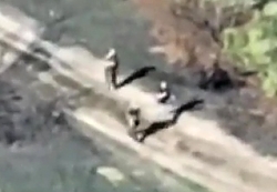 UA kamikaze drone strikes a ORCs by Oleshki, Kherson Oblast