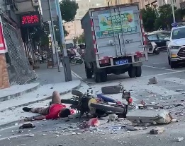 Balcony fell on biker.