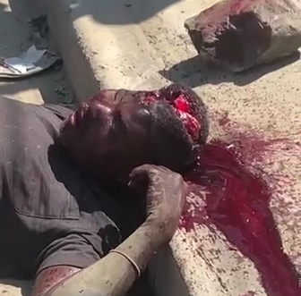 Skull crushed by big rock 