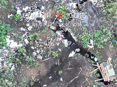 FPV Drone Targets Ukrops in Trench 