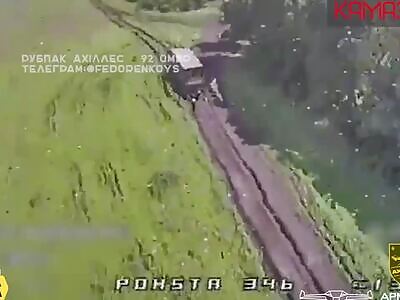  UA FPV drone fines Russian truck for speeding