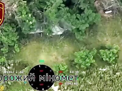 Destruction of a Russian mortar position